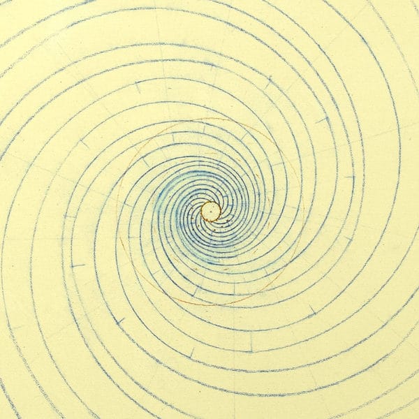 13-armed Fibonacci spiral in blue